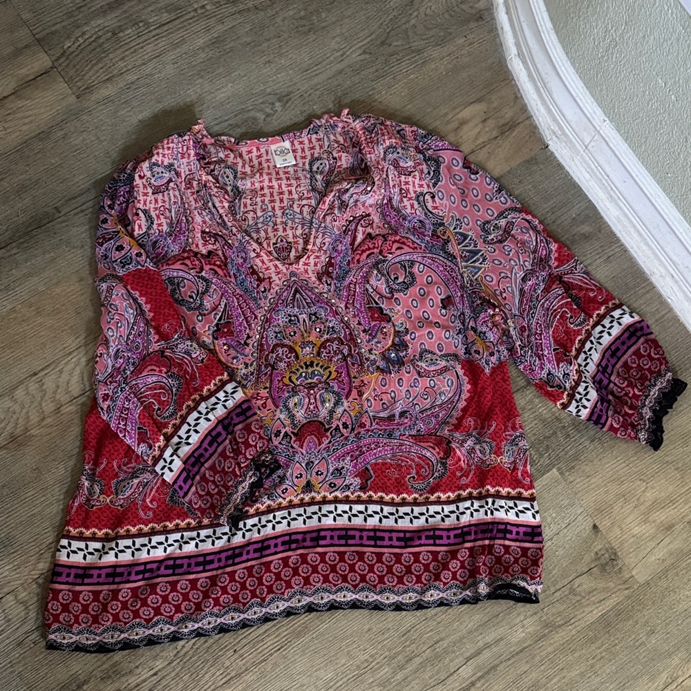 Sequined Embellished Women's Top - Red and Pink